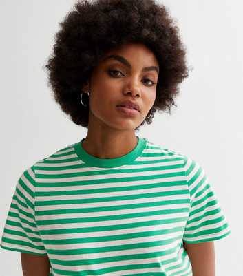 Green Stripe Crew Neck T-Shirt