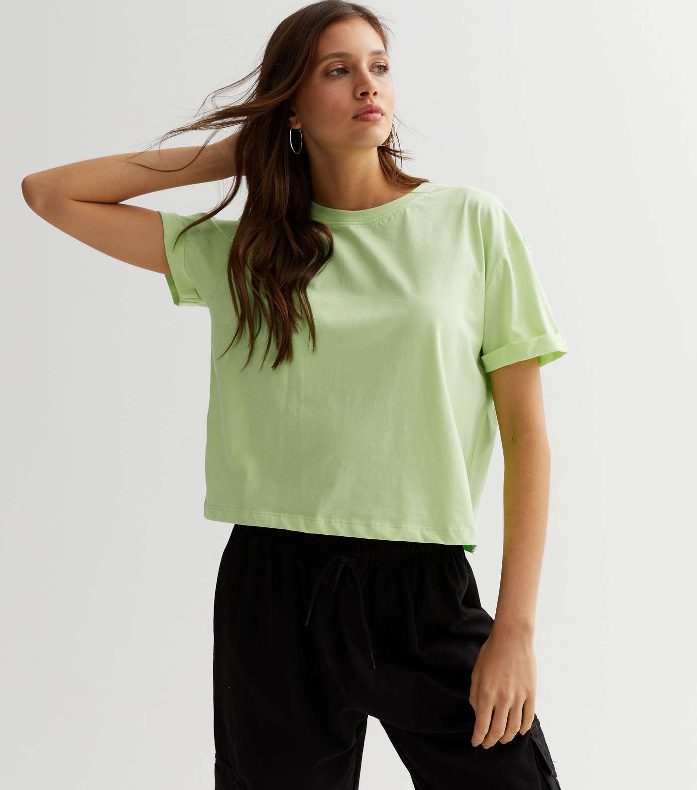 Light Green Cotton Boxy T-Shirt Image 2
