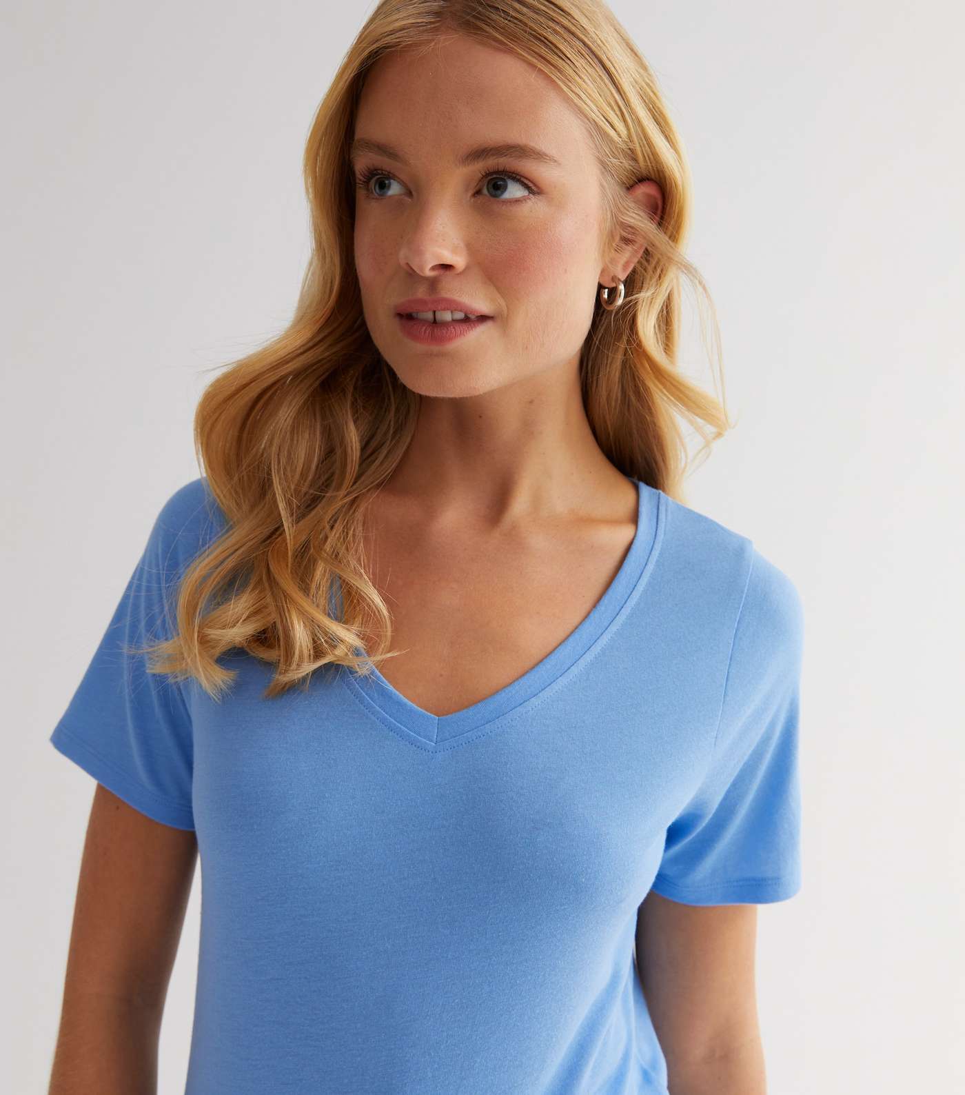 Pale Blue V Neck T-Shirt Image 2