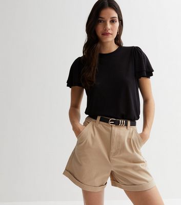 Black Flutter Sleeve T-Shirt | New Look