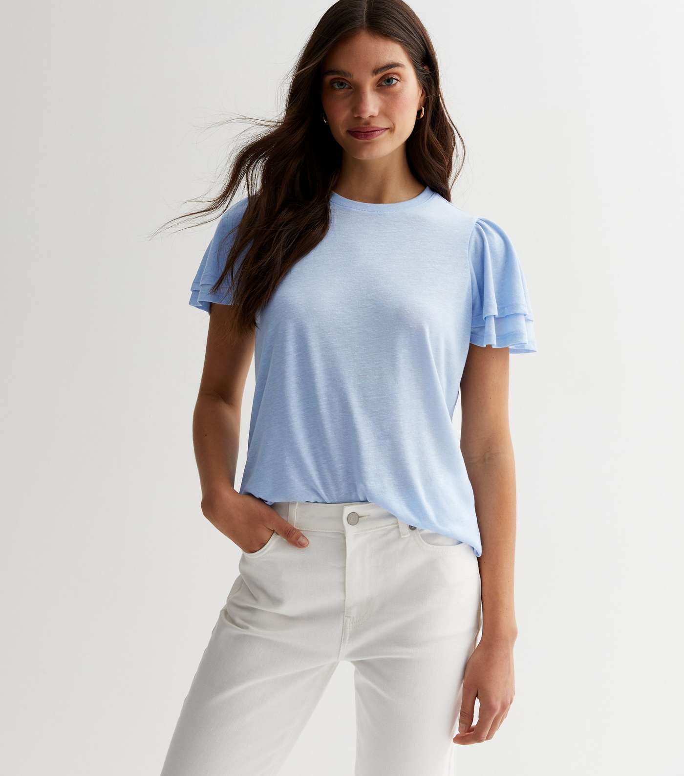 Blue Flutter Sleeve T-Shirt Image 2