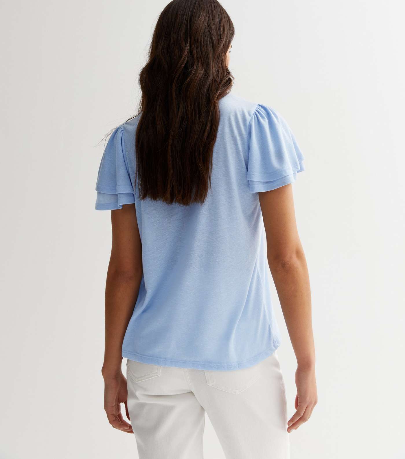 Blue Flutter Sleeve T-Shirt Image 4
