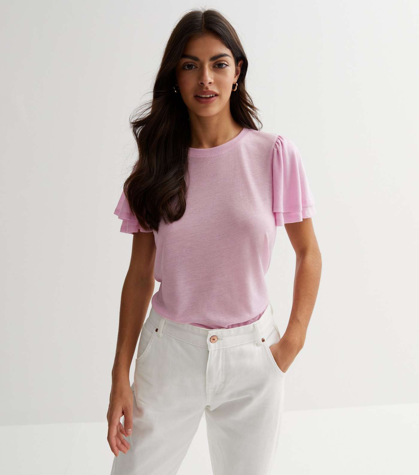 Pink Flutter Sleeve T-Shirt Image 3