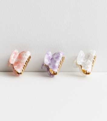 3 Pack Multicoloured Resin Mini Bulldog Claw Clips