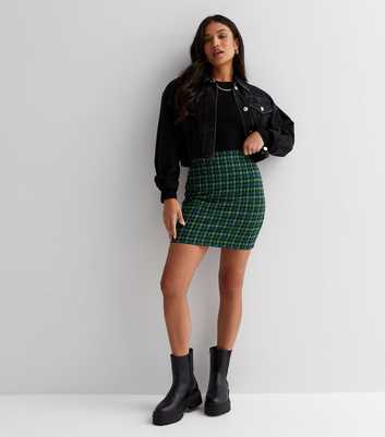 Petite Green Dogtooth Mini Tube Skirt