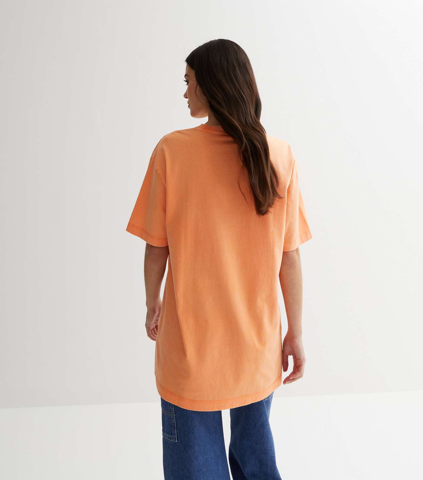 Orange Acid Wash Oversized T-Shirt Image 4