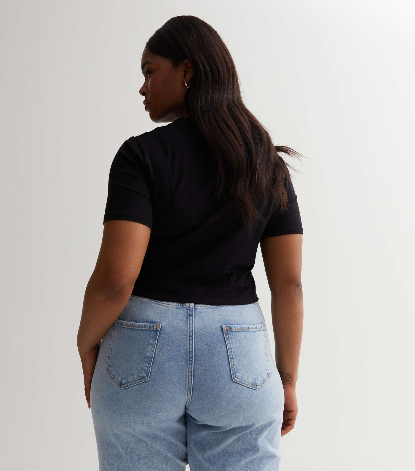 Black Jersey Short Sleeve Crop T-Shirt Image 6