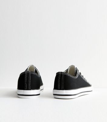 Black Canvas Lace Up Trainers New Look