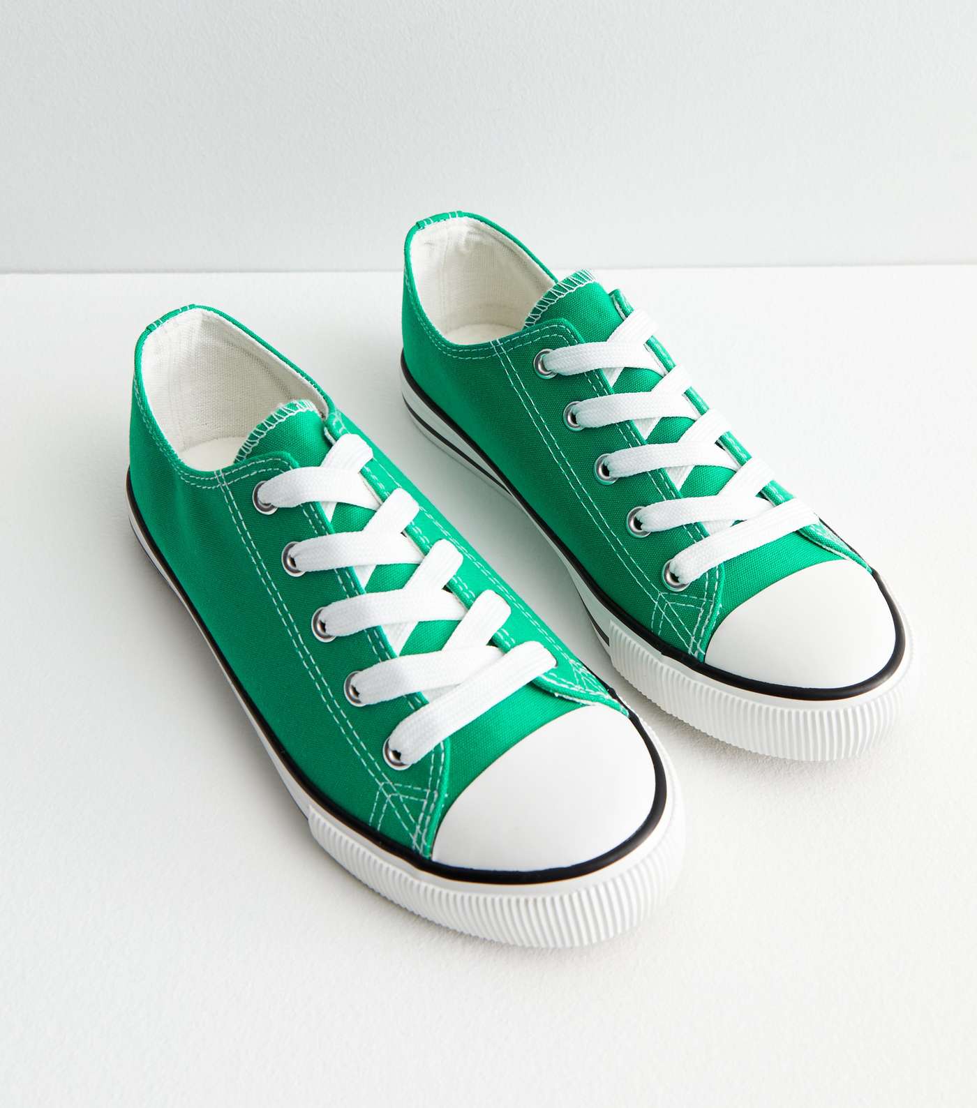 Green Canvas Lace Up Trainers Image 3