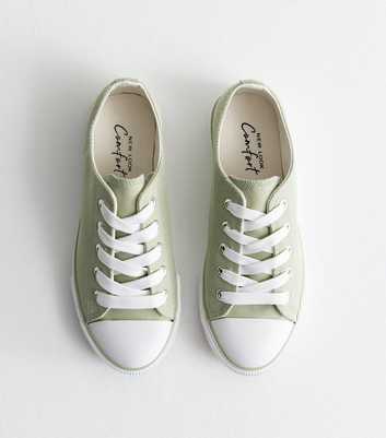 Light Green Canvas Lace Up Trainers