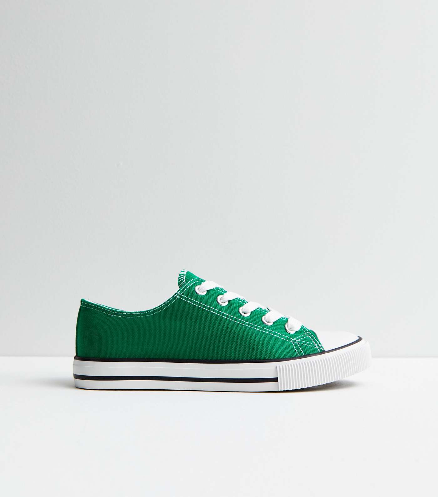 Dark Green Canvas Lace Up Trainers Image 5
