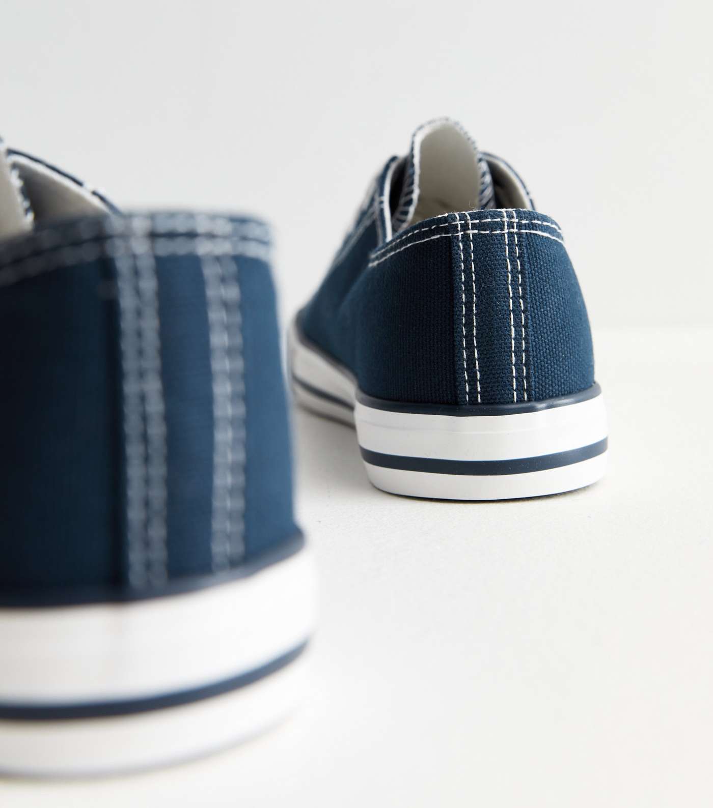Navy Canvas Lace Up Trainers Image 4