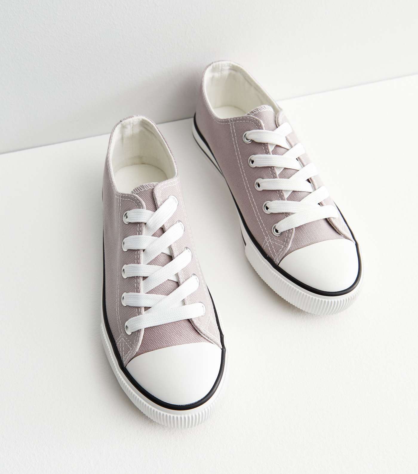 Lilac Canvas Lace Up Trainers