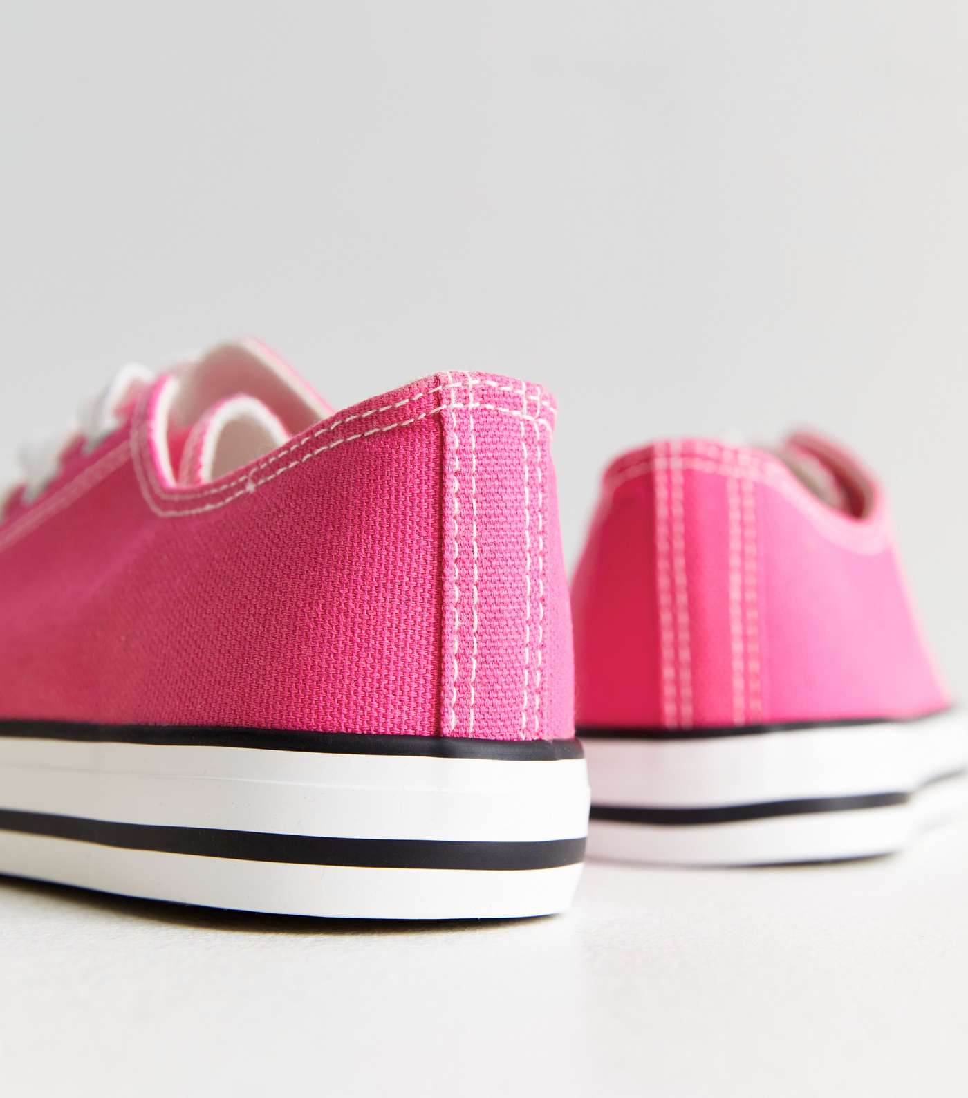Bright Pink Canvas Lace Up Trainers Image 4