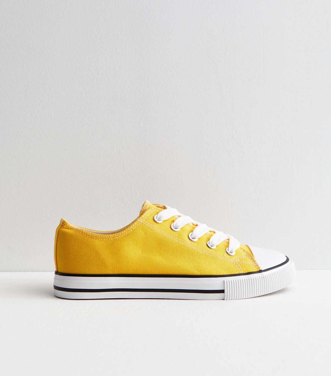 Yellow Canvas Lace Up Trainers