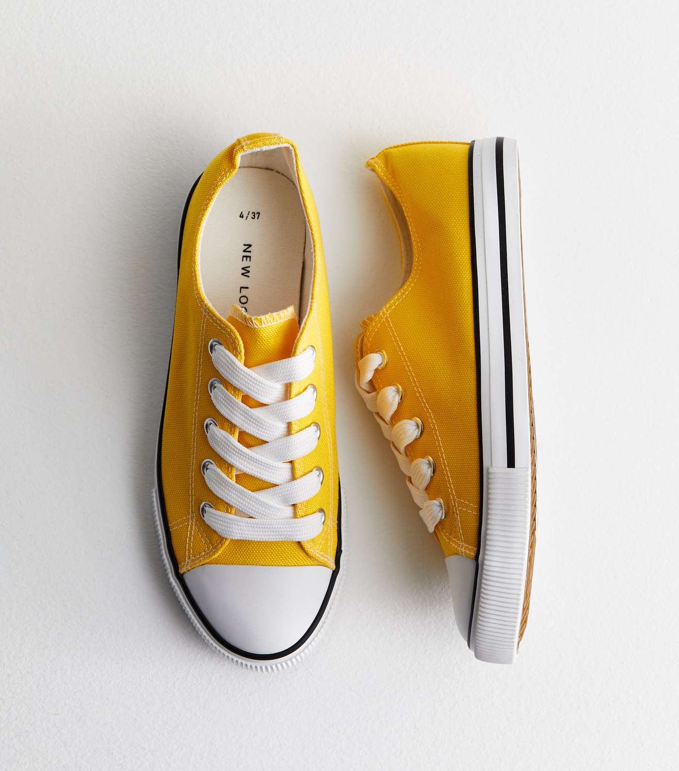 Yellow Canvas Lace Up Trainers Image 3
