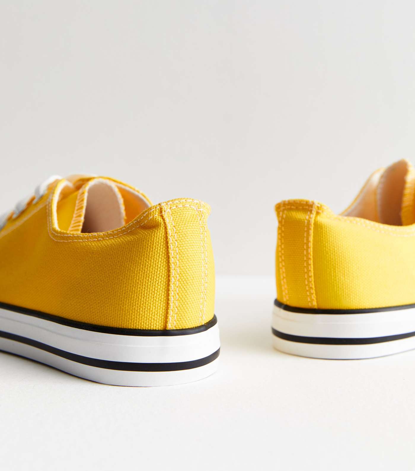 Yellow Canvas Lace Up Trainers Image 5