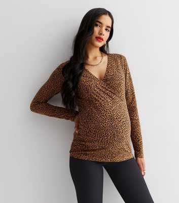 Mamalicious Maternity Brown Leopard Print Jersey Wrap Top