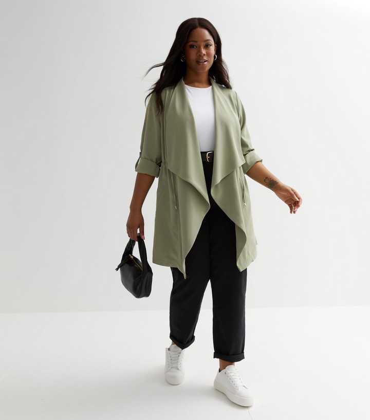 Curves Olive Waterfall Duster Jacket |