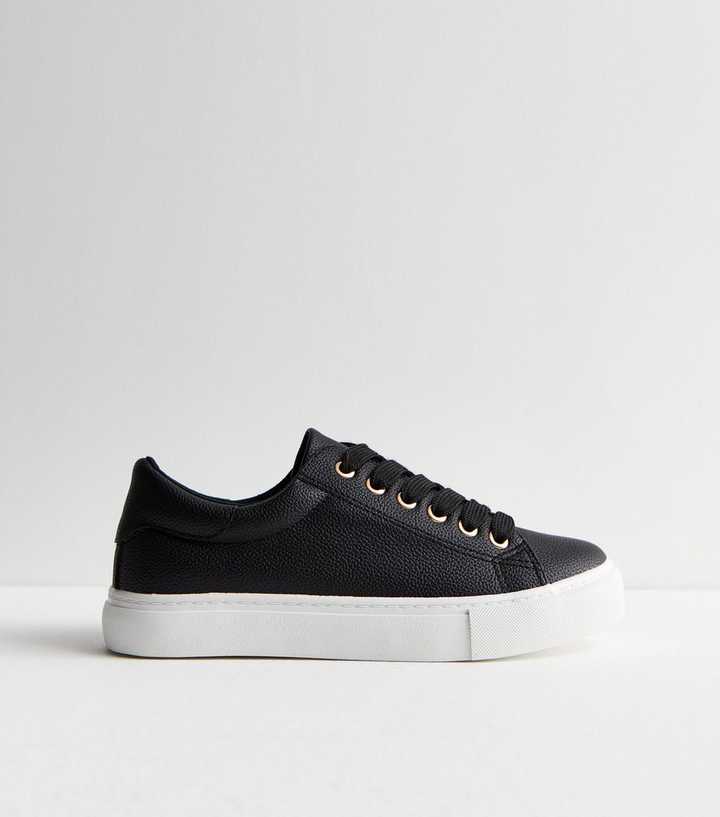 black leather trainers ladies trainers new look
