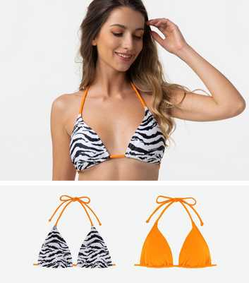 Dorina Orange and Black Zebra Triangle Bikini Tops