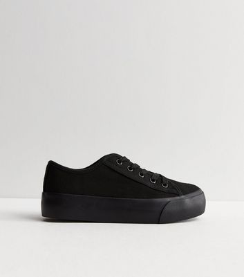 Black canvas platform outlet sneakers