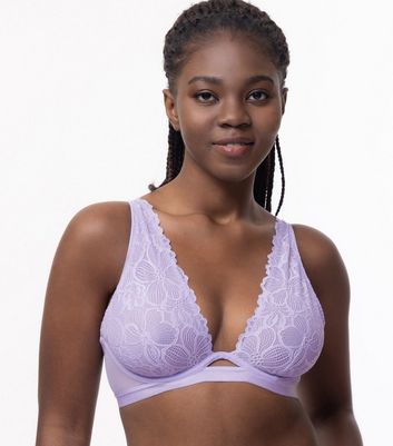 Dorina Exclusive Peony lace non padded triangle bralet in lilac