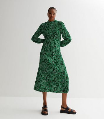 Topshop green best sale leopard dress