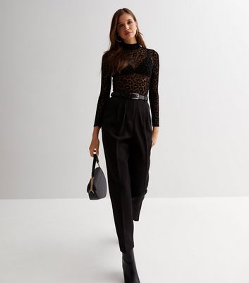 sheer high neck long sleeve top