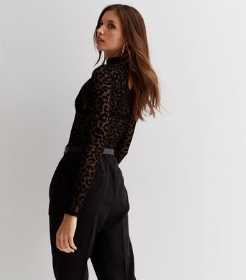 sheer high neck long sleeve top