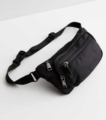 Black Zip Rectangle Bum Bag