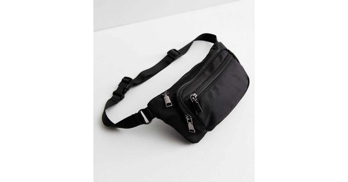 Black Zip Rectangle Bum Bag New Look