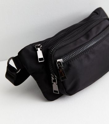 Black Zip Rectangle Bum Bag New Look