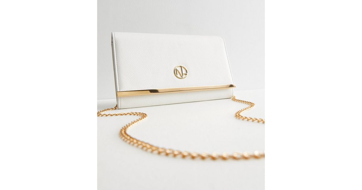 White LeatherLook Clutch Bag New Look