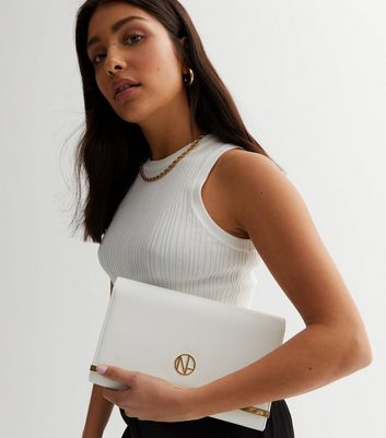 New look white clutch bag sale