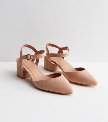 Blush pink fashion low block heels