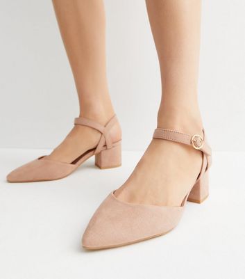 Nude pointed clearance block heel