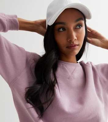 Light Purple Jersey Crew Neck Long Sleeve Sweatshirt