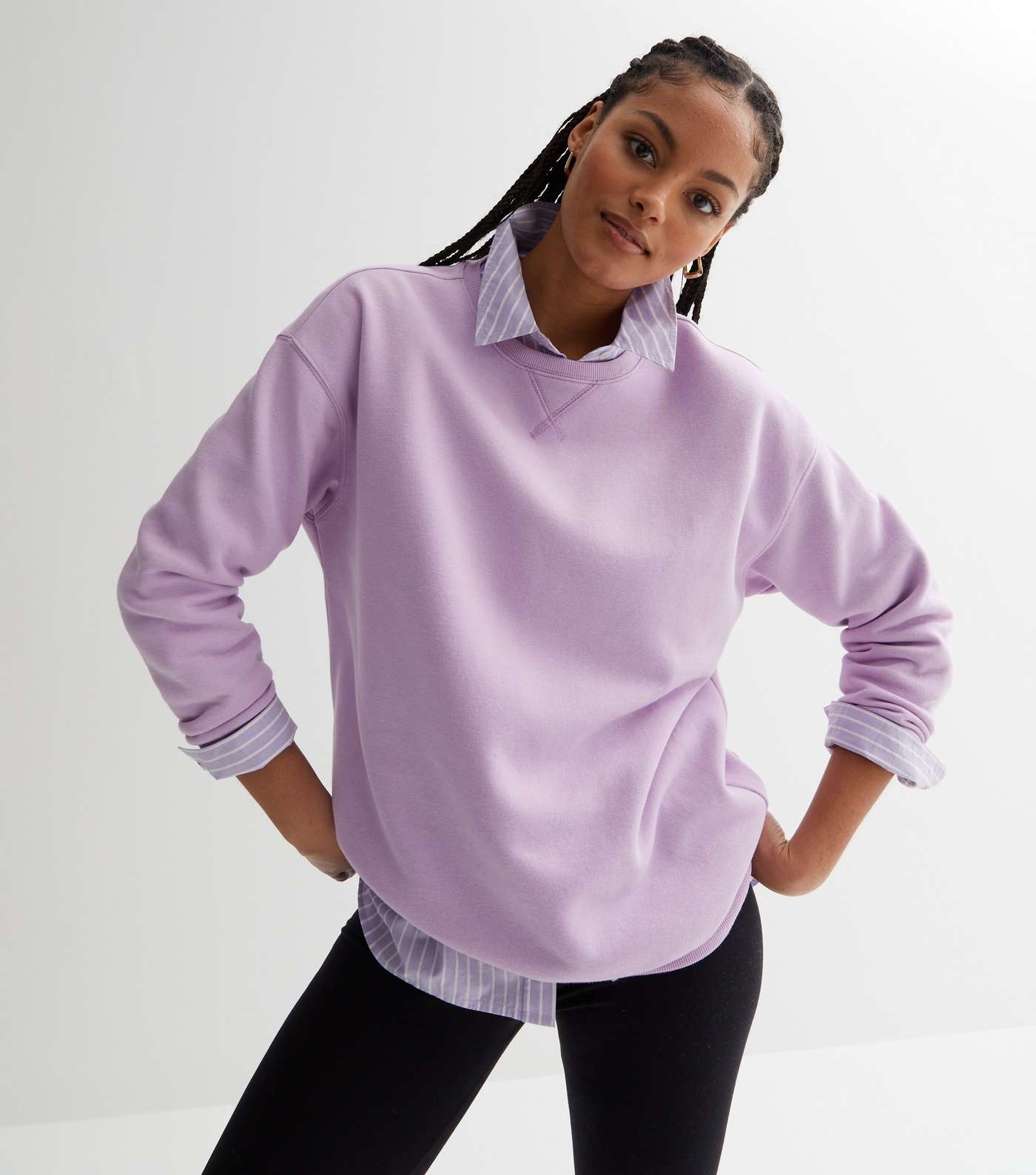 Lilac Jersey Crew Neck Long Sleeve Sweatshirt Image 2