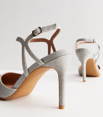 Silver Faux Snake Stiletto Heel Sandals | New Look