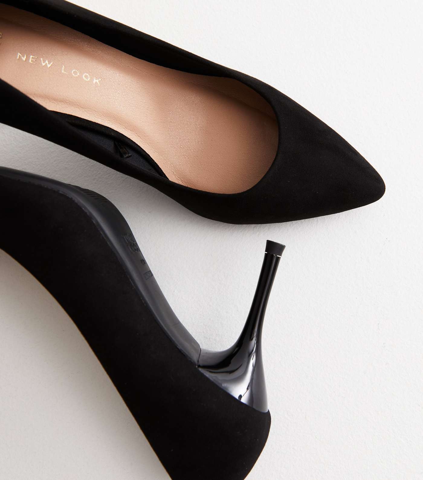 Wide Fit Black Suedette Stiletto Court Shoes Image 3