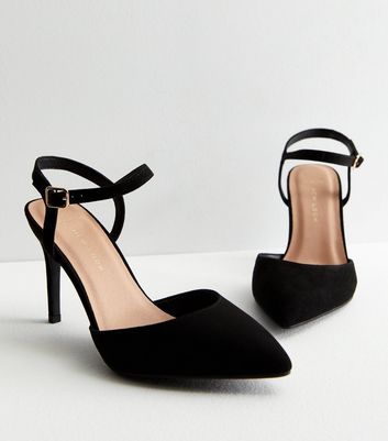 Public Desire Black 2 Part Stiletto Heel Sandals | New Look
