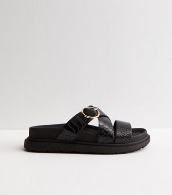 Topshop black buckle online sandals