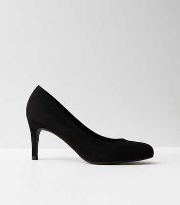 Black Suedette Court Shoes