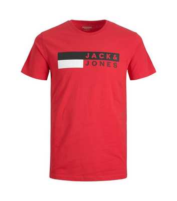 Jack & Jones Junior Dark Red Stripe Logo T-Shirt