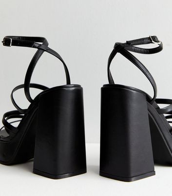 New Look Multi Strap Block Heel Sandal in Black | Lyst