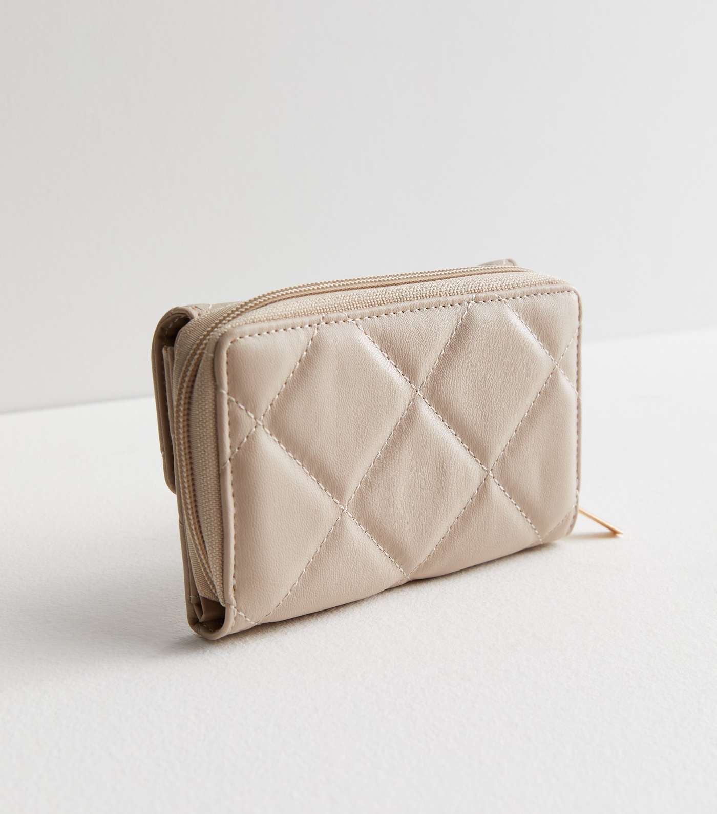 Cream Quilted Leather-Look Bee Midi Purse Image 2