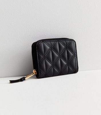 Black Leather-Look Small Quilted Purse | New Look