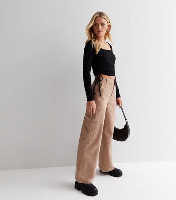 Vila Petite high waisted tapered pants in beige | ASOS
