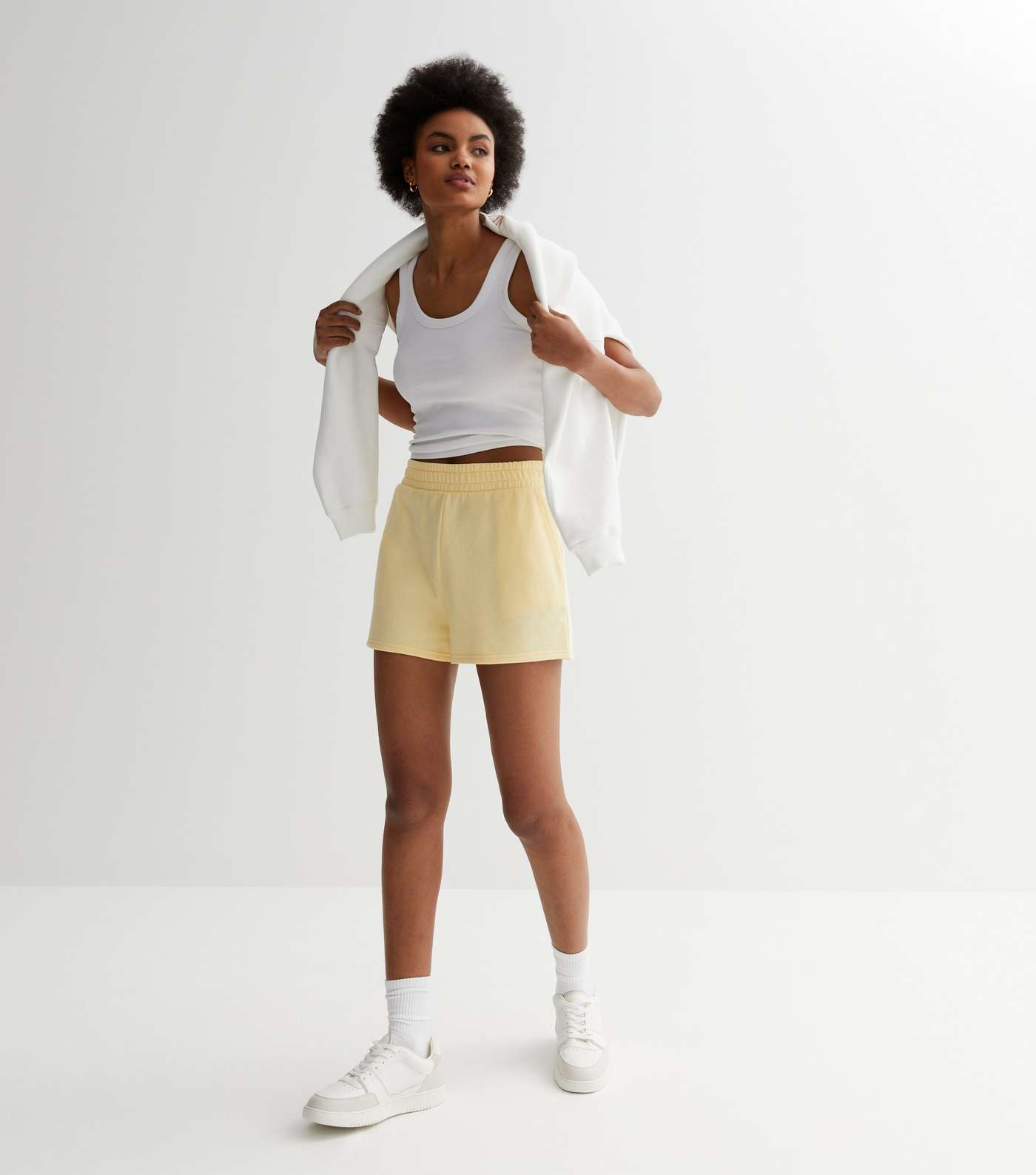 Pale Yellow Jogger Shorts Image 3